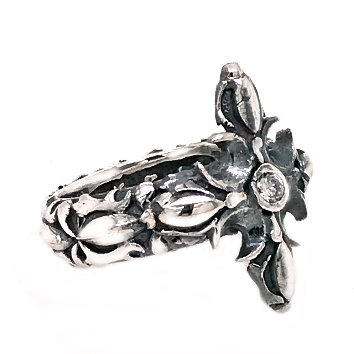 Silver Ring GARDEN AT NIGHT with Crescent Star