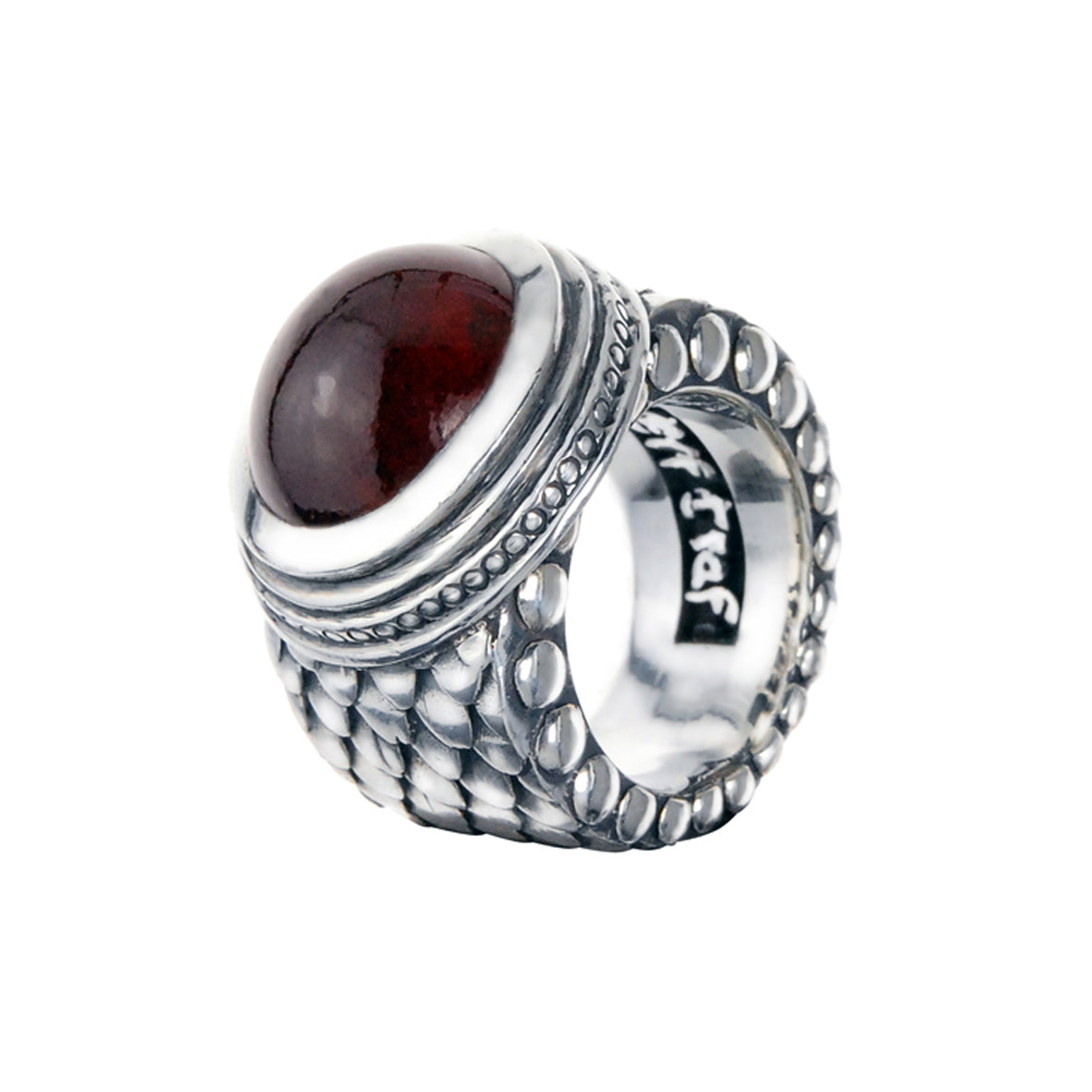 Silver Ring DRAGON SCALES Oval Round Holder