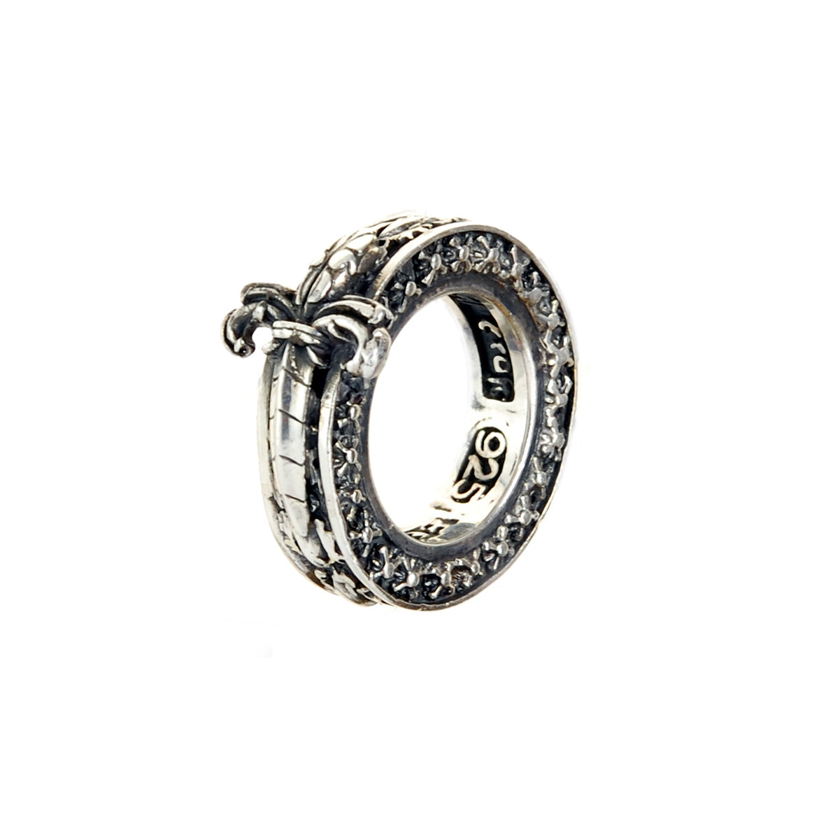 Silver Ring GARDEN AT NIGHT with M-Stars Sides Band with DAGGER