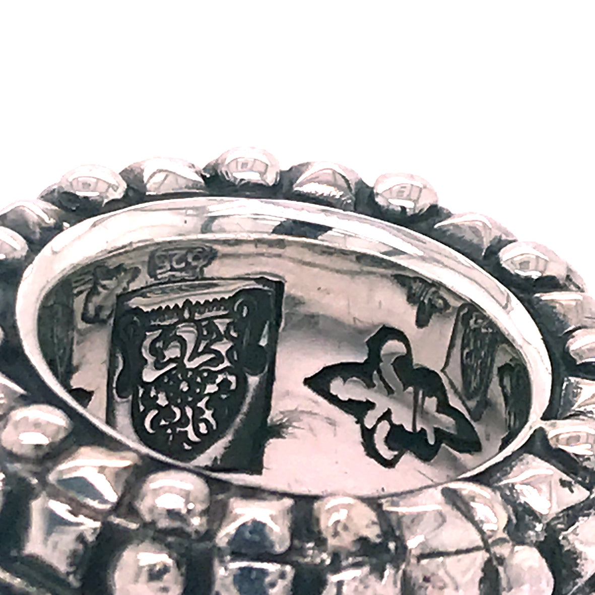 Silver Ring Caree Stone and Pyramide Frame with Searay Leather Band