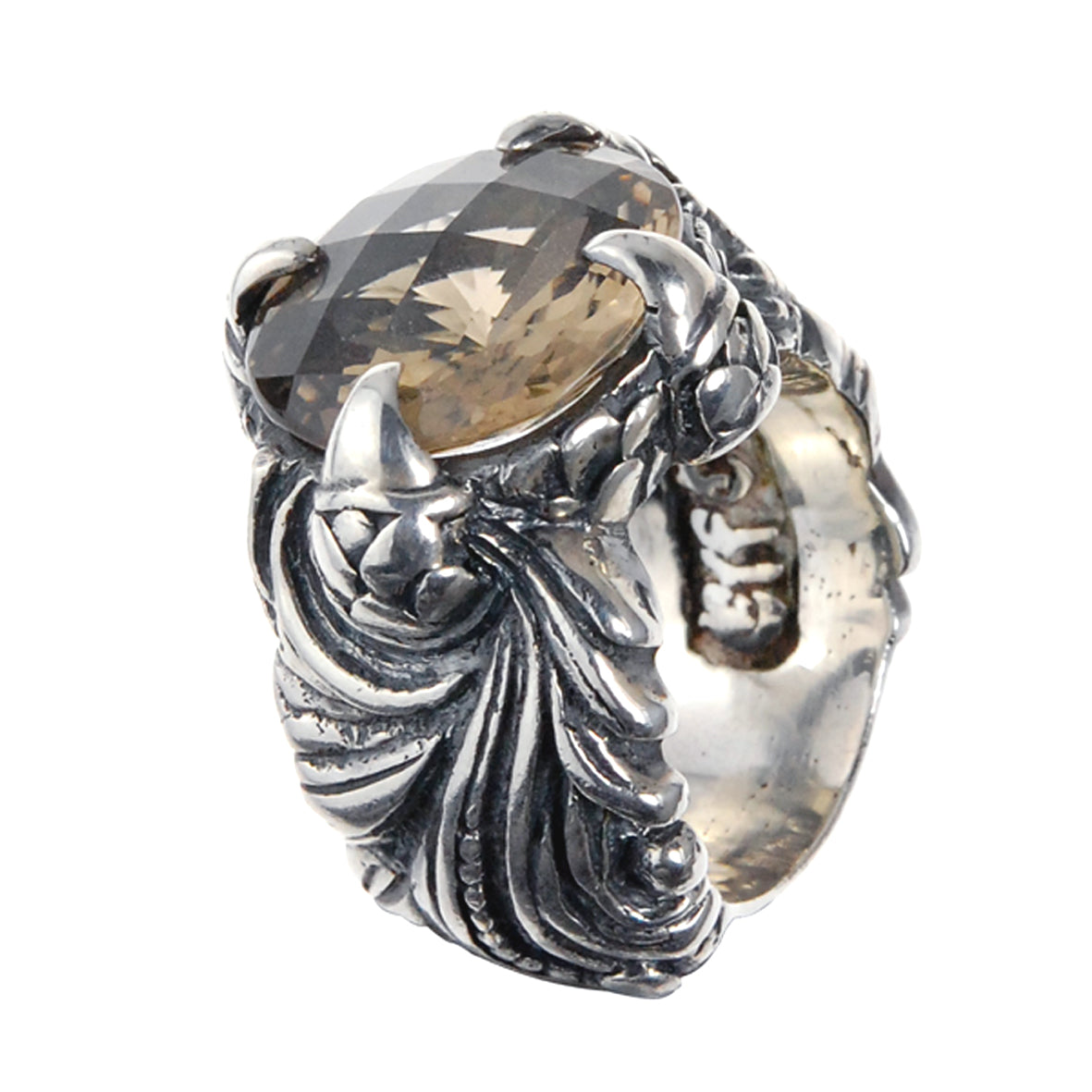 Silver Ring MAGIC PLANT Band and DRAGON Claw Stoneholder