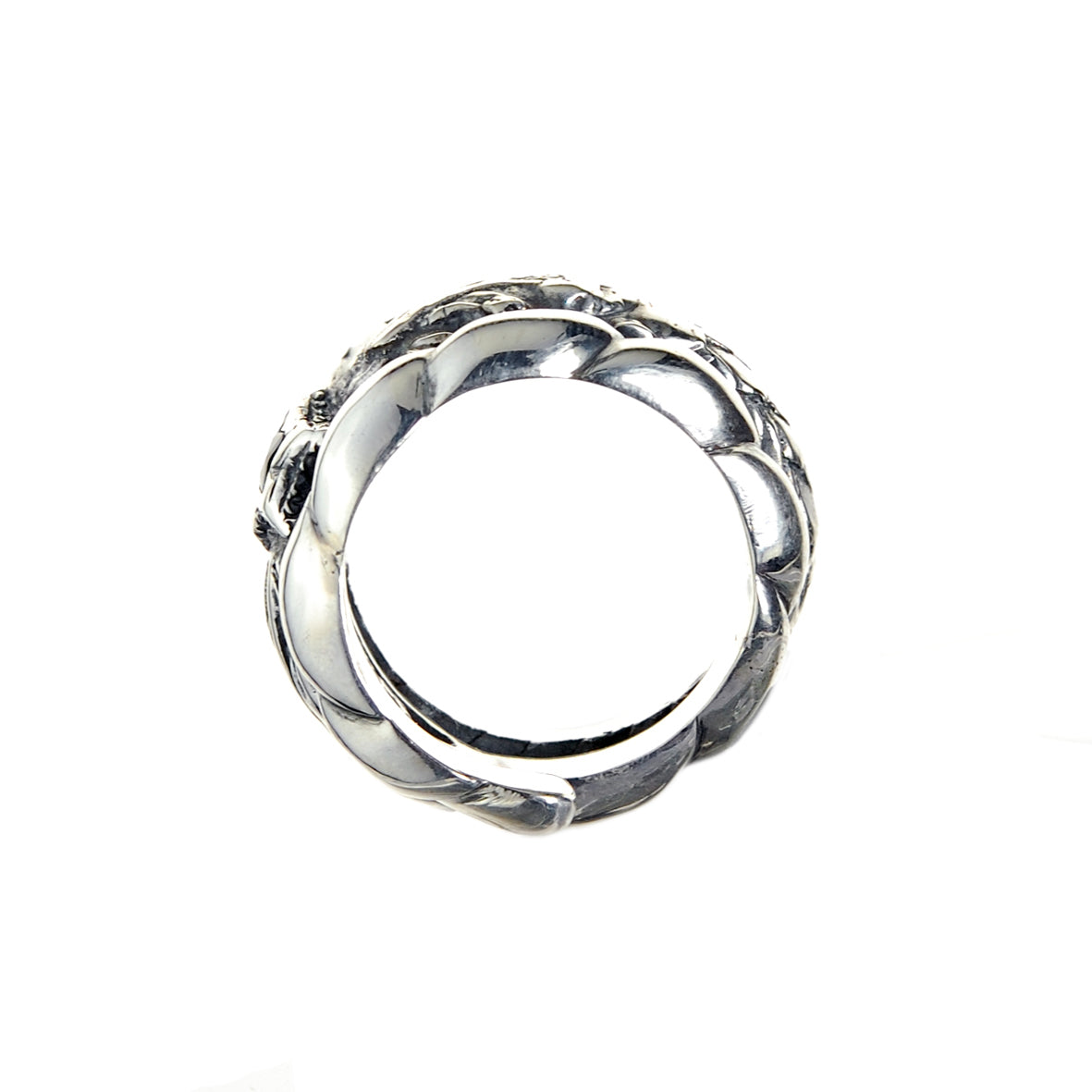 Silver Spiral Ring MAGIC PLANT with STAR