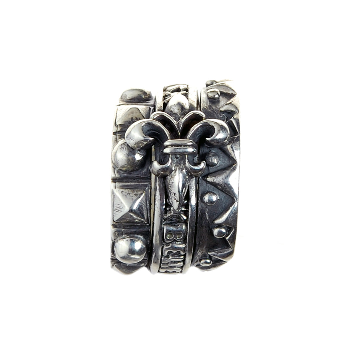 Silver Ring SPIRAL with BELIEVE IN YOUR DREAMS and LILY and Pyramide Sparks Band