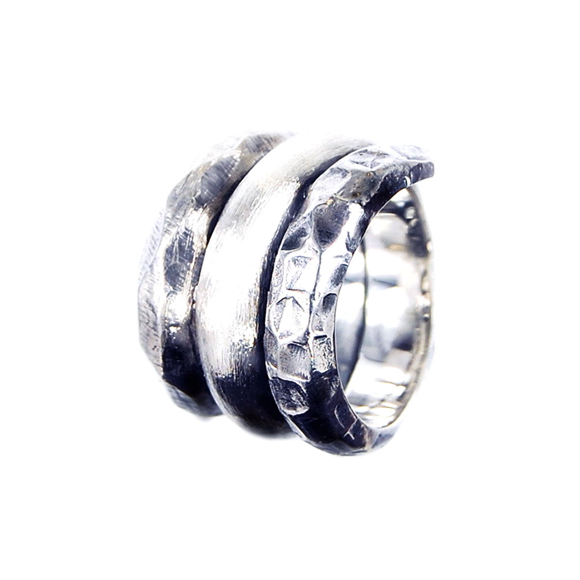 Silver Ring Spiral PLAIN Faceted Hammered and Rough
