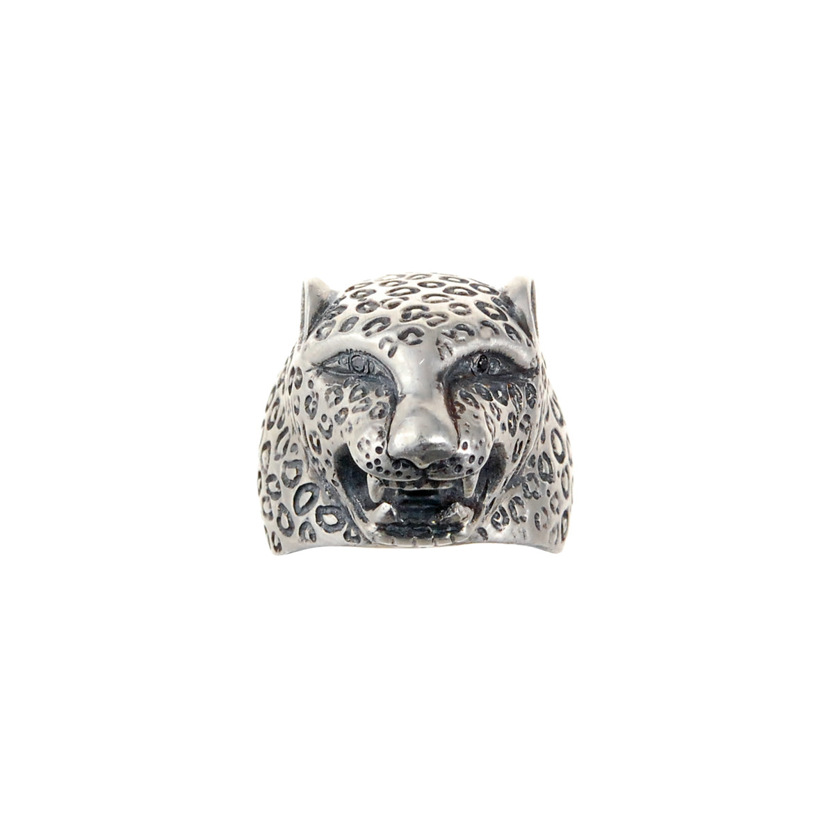 Silver Ring LEOPARD Head L with Leo Band