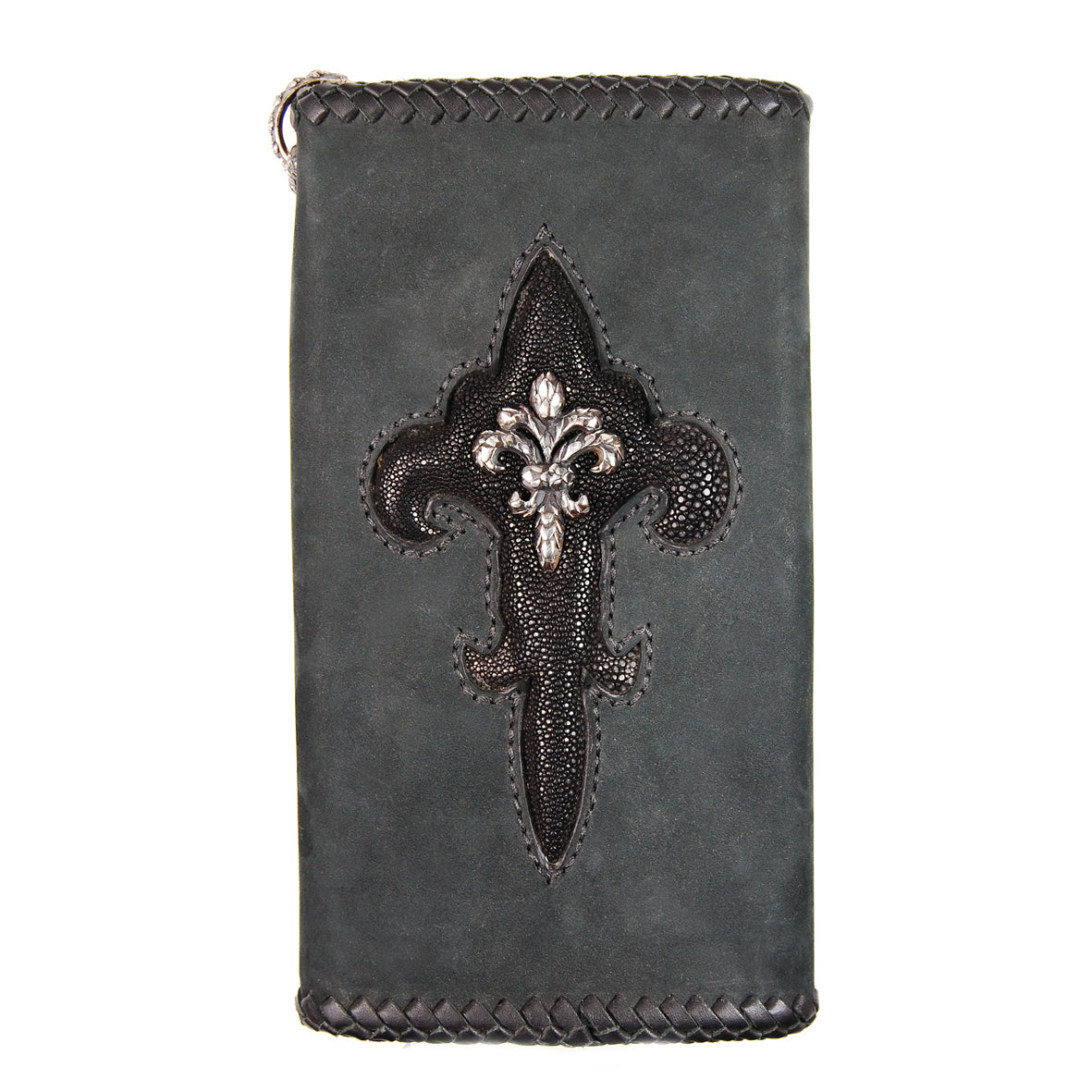 Leather Clutch Wallet with Searay Lily and Silver Lily