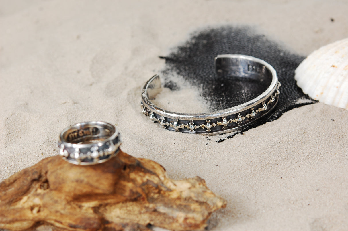 Silver Ring with Blades Iron and Lance Crosses