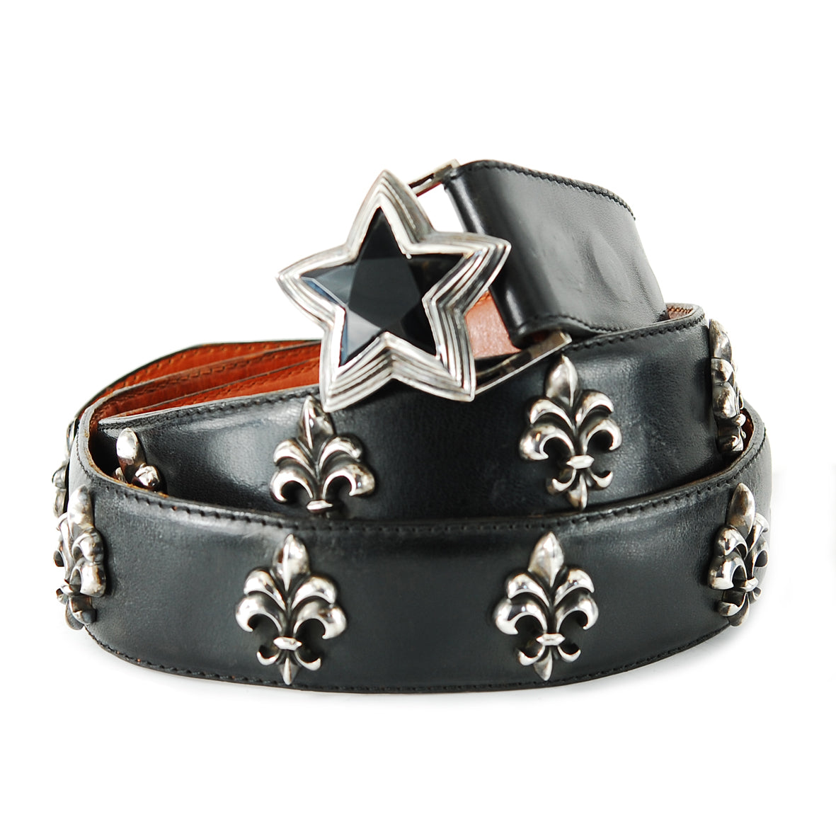 Beltstrap Saddle Leather and Silver Lilies Parts and Star Buckle