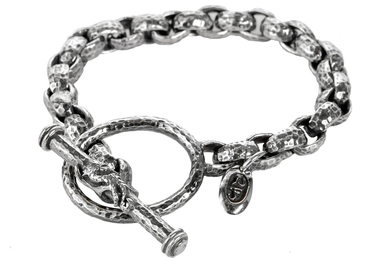 Silberarmband PEA CHAIN S gehämmert mit Stick und Loop