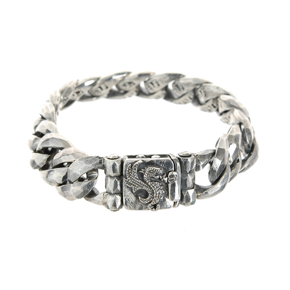 Silver Bracelet DRAGON FIRE Faceted Links M