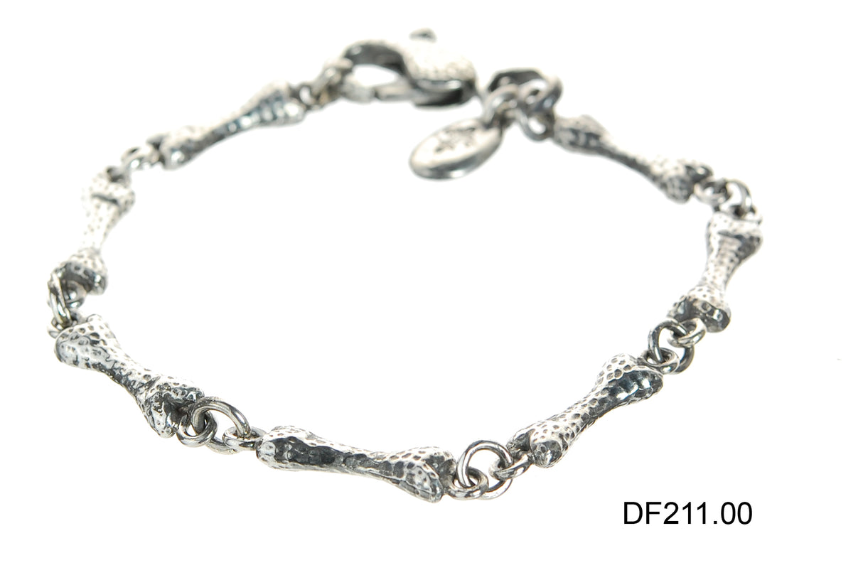 Silver Bracelet Hammered BONES