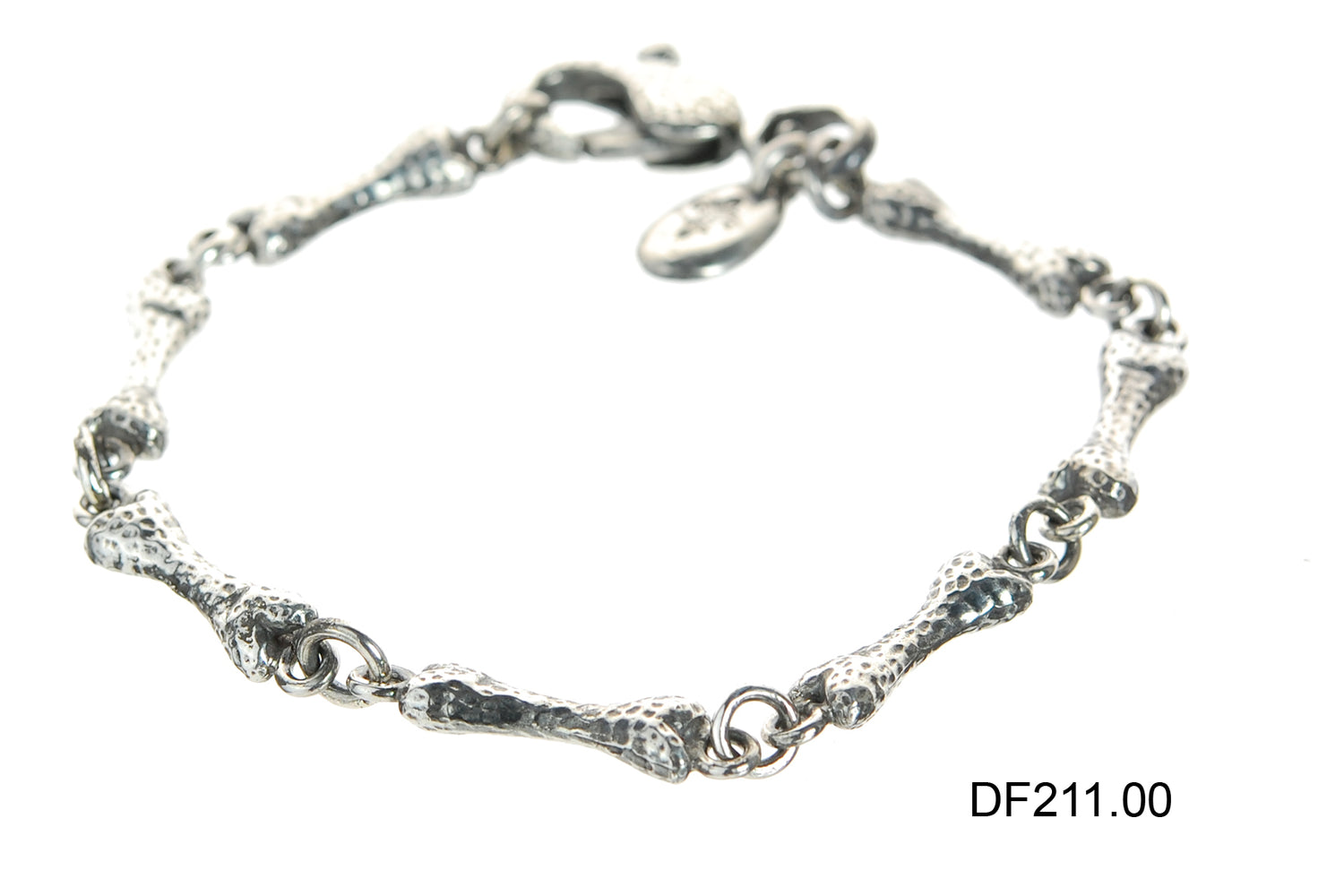 Silver Bracelet Hammered BONES