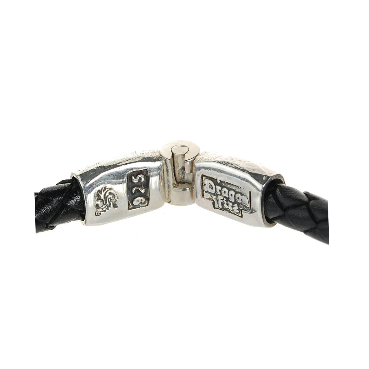 Silver Leather Bracelet PLAIN Jointlock Faceted 7