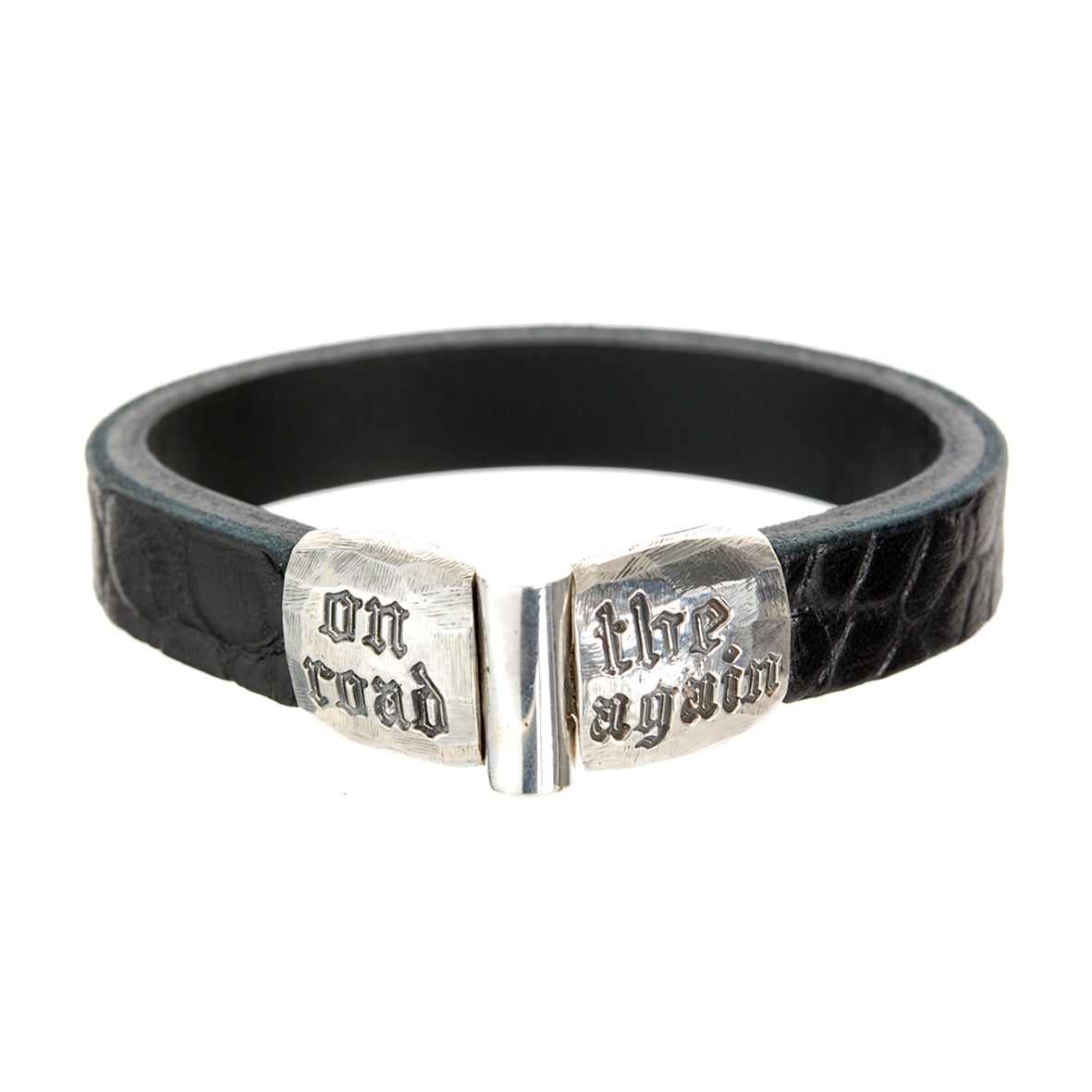 Silver-Leather Bracelet ON THE ROAD AGAIN Faceted Jointlock 13