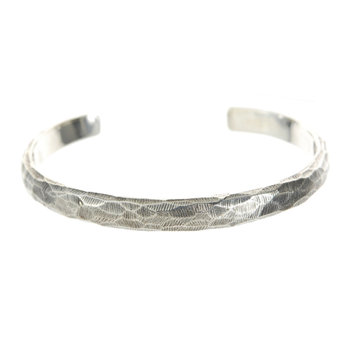Silver Bangle Wide PLAIN Rough Faceted