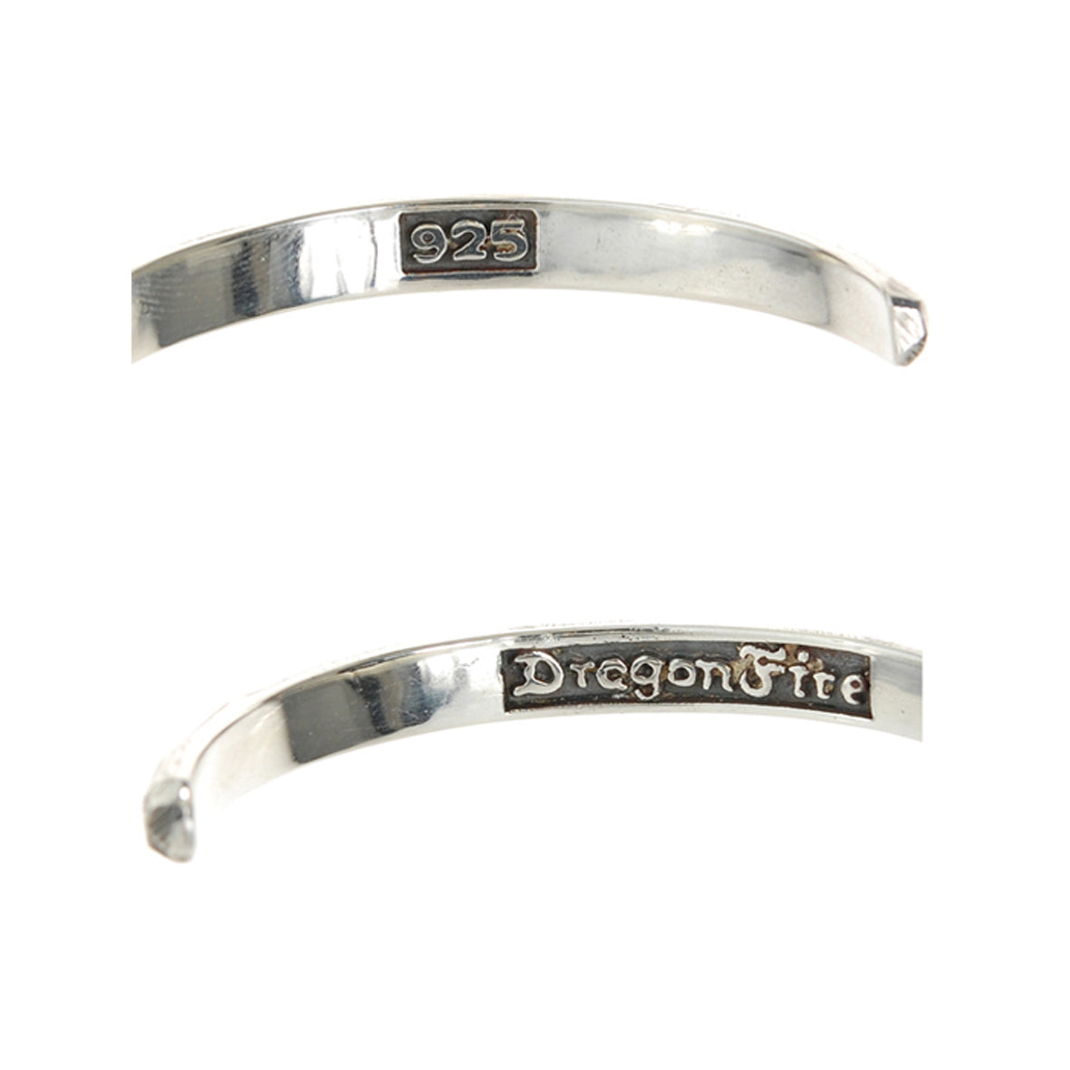 Silver Bangle Wide PLAIN Rough Faceted