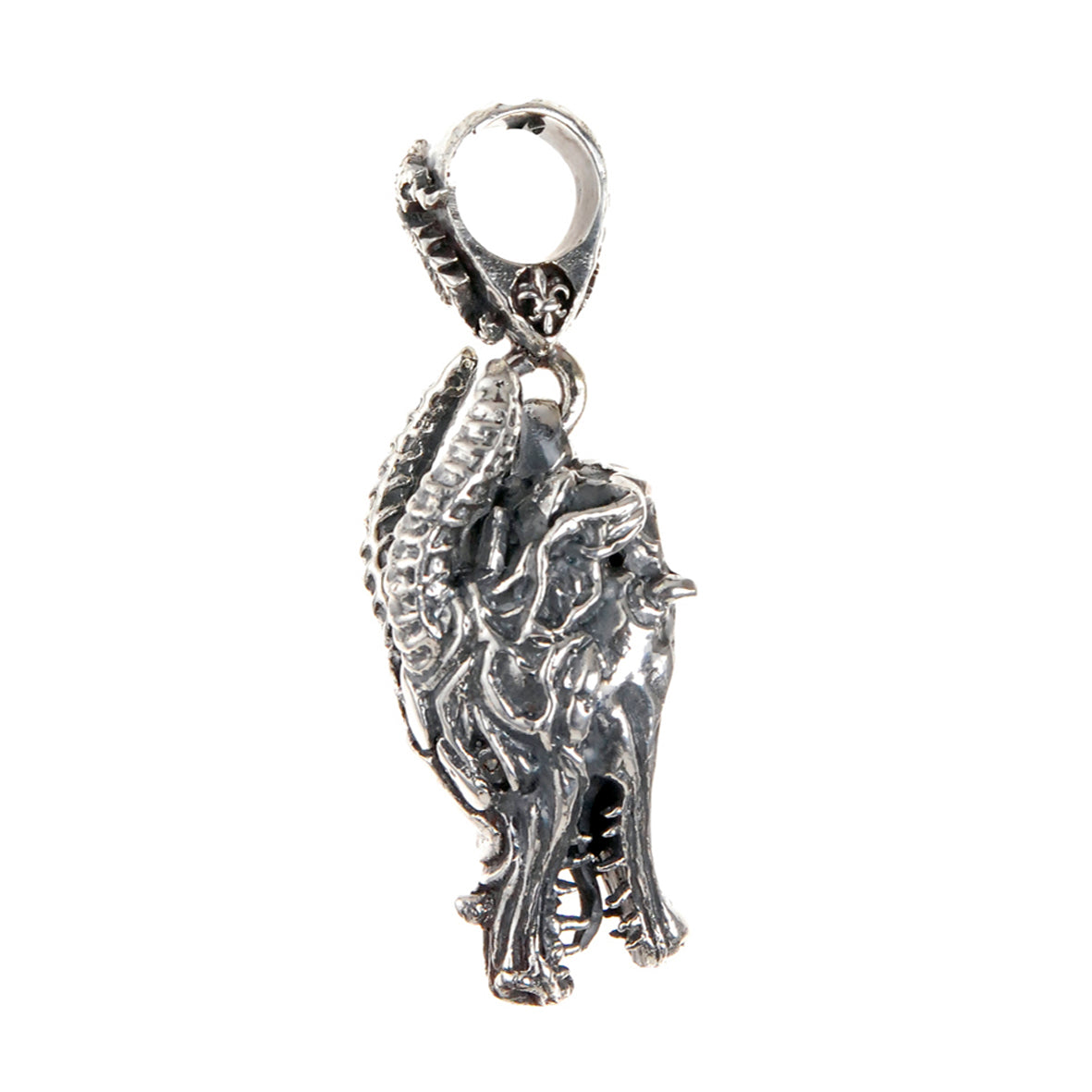 Silver Pendant DRAGON Head L with Diamond eyes
