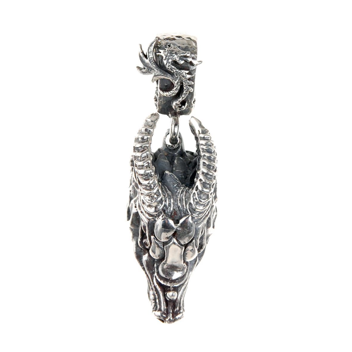 Silver Pendant DRAGON Head L with Diamond eyes