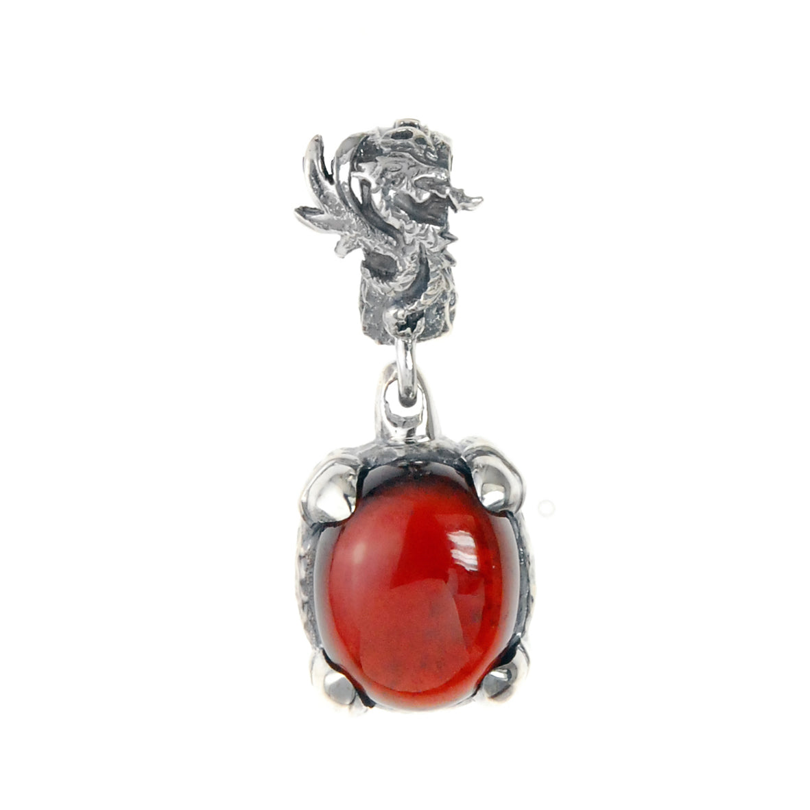 Silver Pendant Hammered DRAGON CLAW Oval