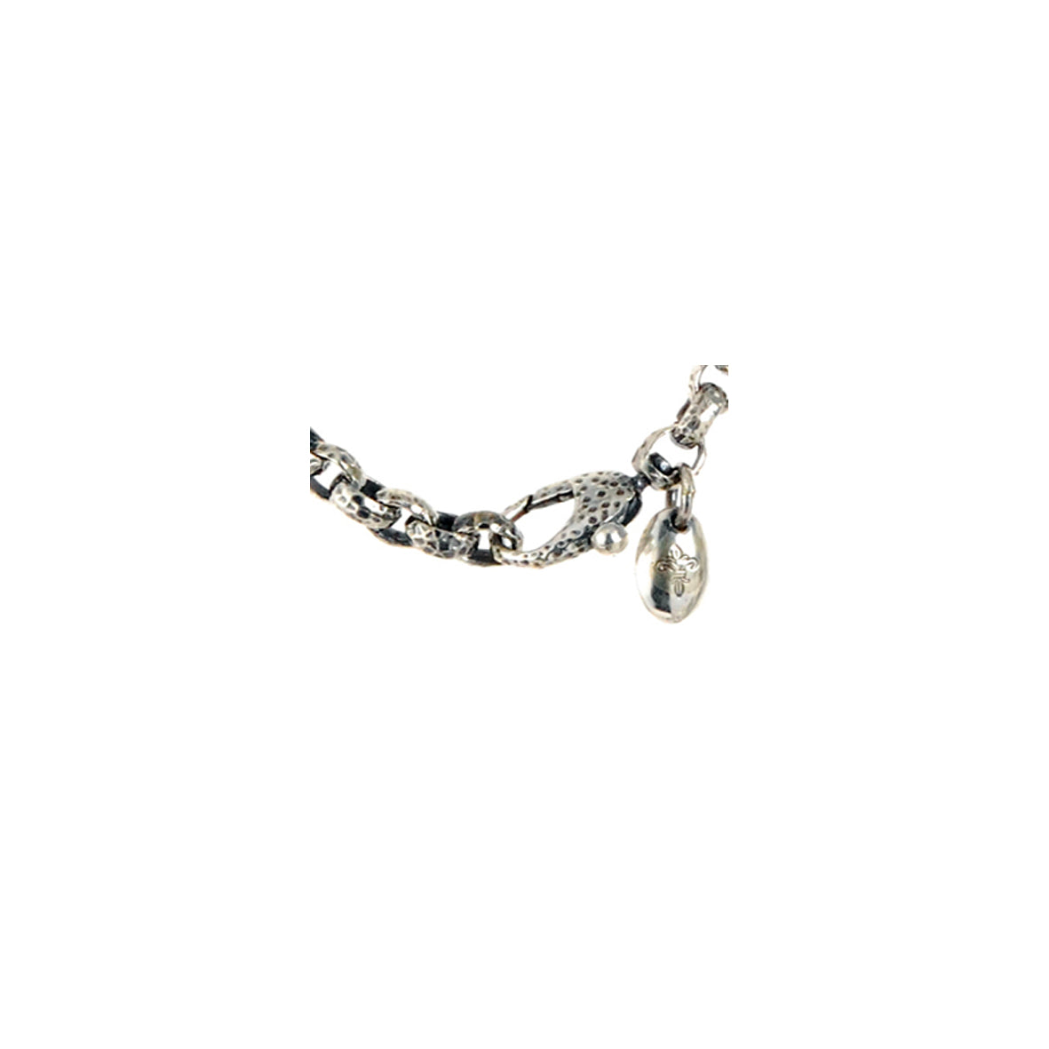 Silver Neckchain PEA s  Chain XXS Carabiner XS Hammered