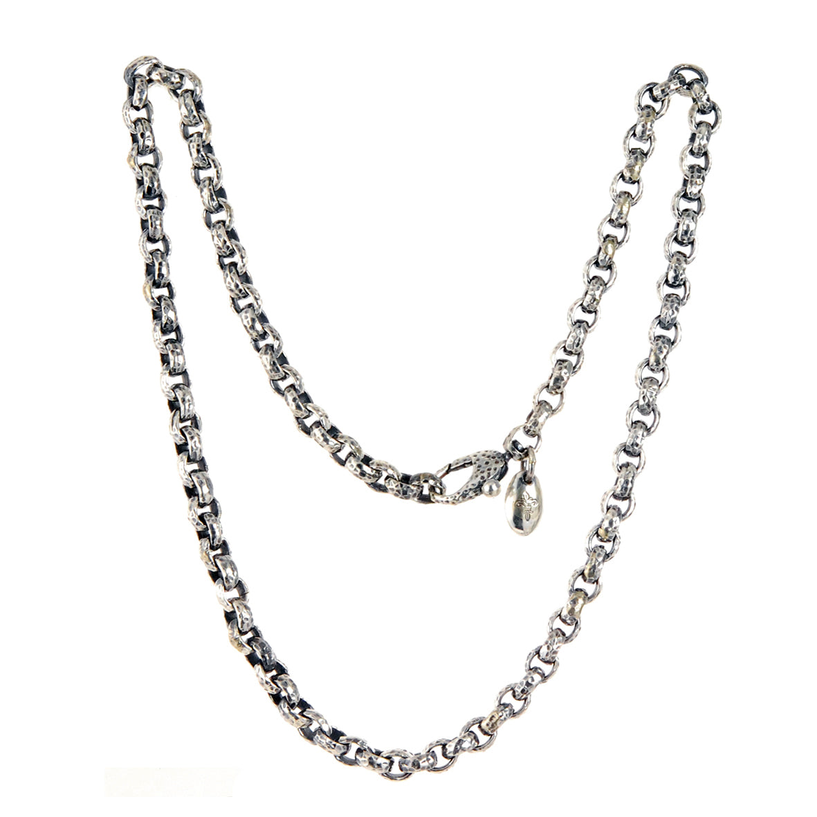 Silver Neckchain PEA s Chain XS Carabiner XS Hammered