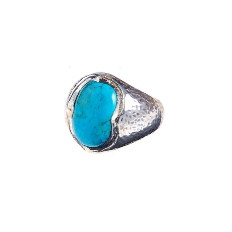 Silver Ring Hammered CROWN and Stone