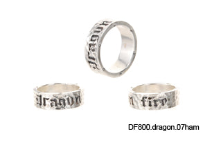 Silver Ring Plain Faceted with DRAGON FIRE