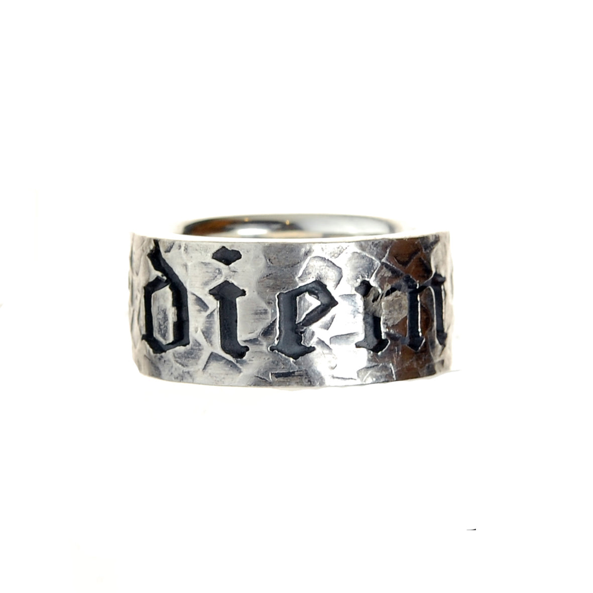 Silver Ring Hammered with CARPE DIEM Letters