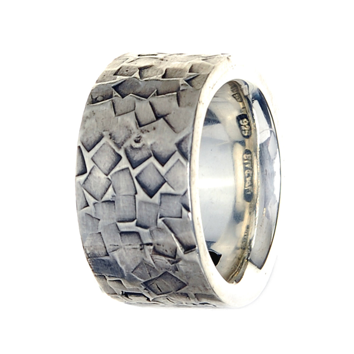 Silver Ring PLAIN Square Hammered 10mm