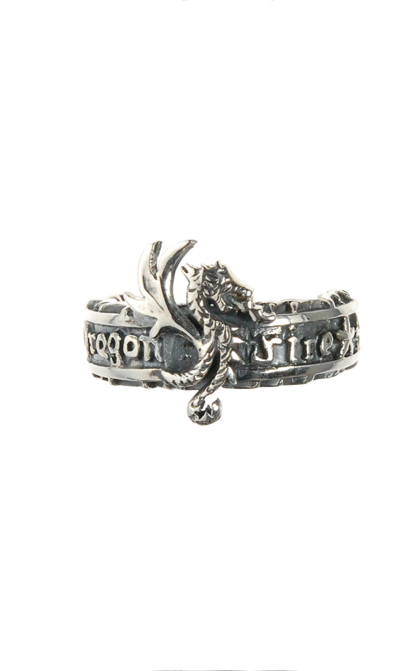 Silver Ring DRAGON FIRE Band with Dragon