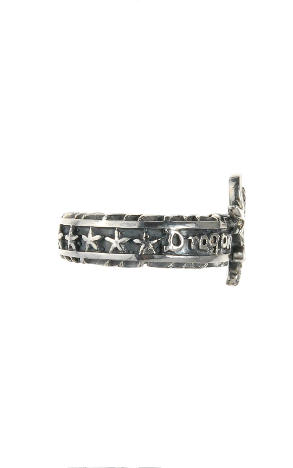 Silver Ring DRAGON FIRE Band with Dragon