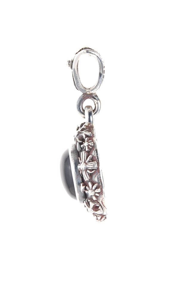 Silver Pendant Oval with SIGNS and Stone