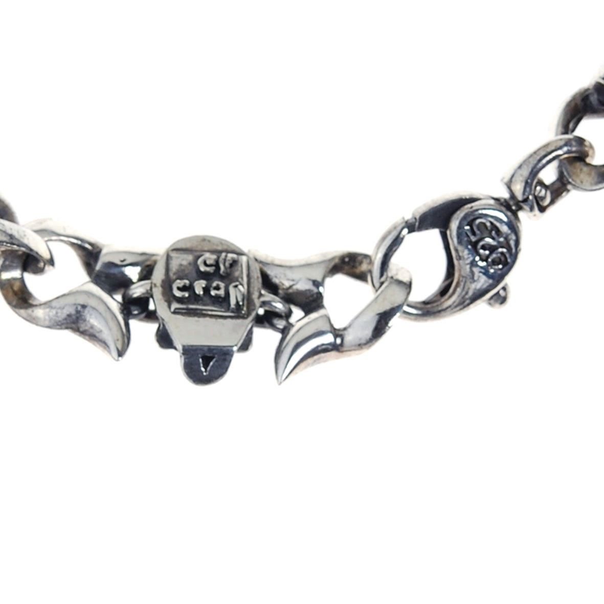 Silver Neckchain SKULLS and Swallowtails Curb Chain M with Karabiner