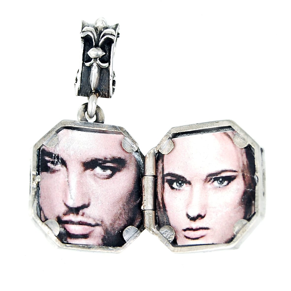 Silver Medaillon SKULL and CROSSBONES Book Hammered