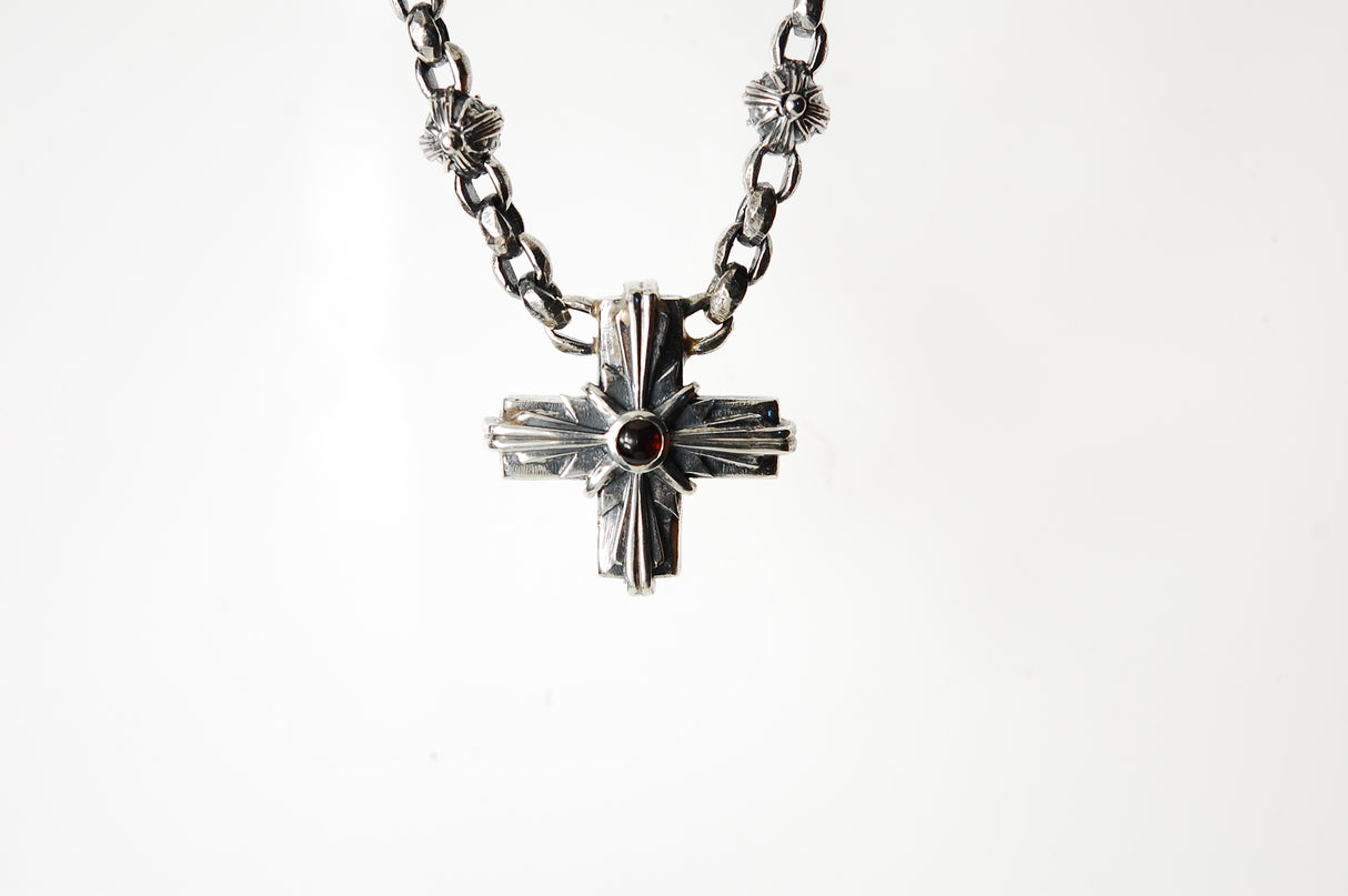 Silver Pendant Greek Cross Body with Hole and MORNING STAR 34