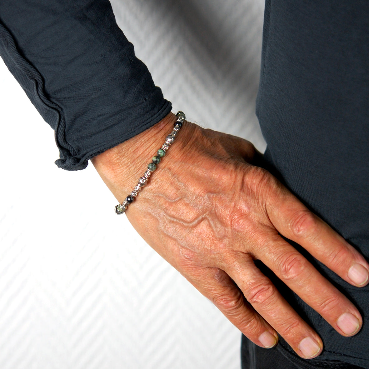 Silver Bracelet TUBES Elfin Lilies, Dragon Scales Spirals Stars with MALTESER CROSS and Beads