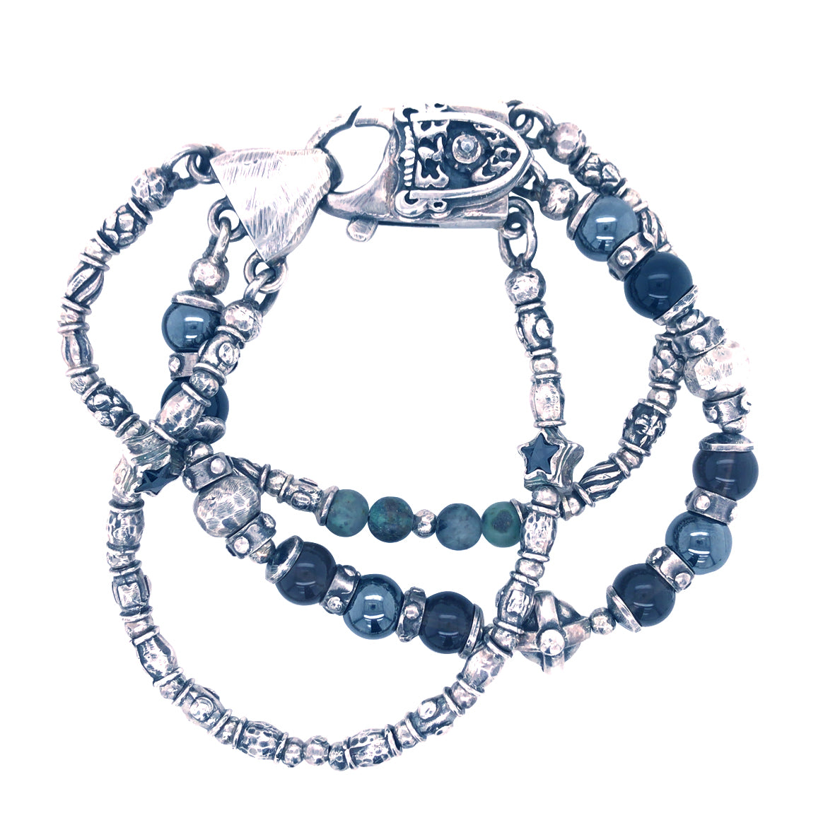 Silberarmband, Silberperlen und Röhrchen und STÄBE, KREUZE, Kugel