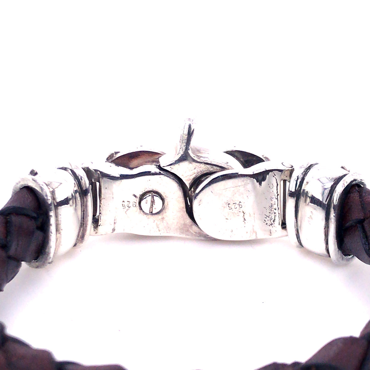 Silver Leather Bracelet Tongslock MORNING STAR Barrel Lily Ends 13