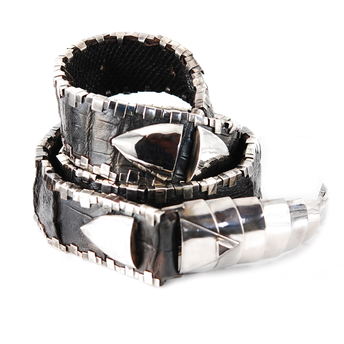 Beltstrap Exot.Leather and SILVER EDGE Parts and LOBSTER Buckle