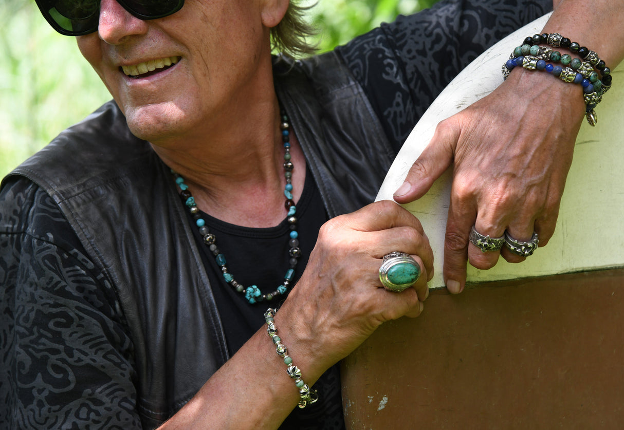 ROCKS and BEADS Halskette mit silbernen Röhren und Kugeln