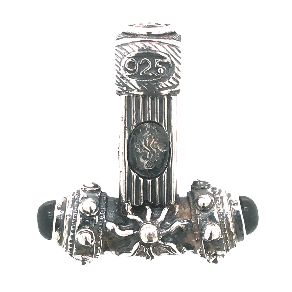 Silver Pendant Thors Hammer and Lightning Star