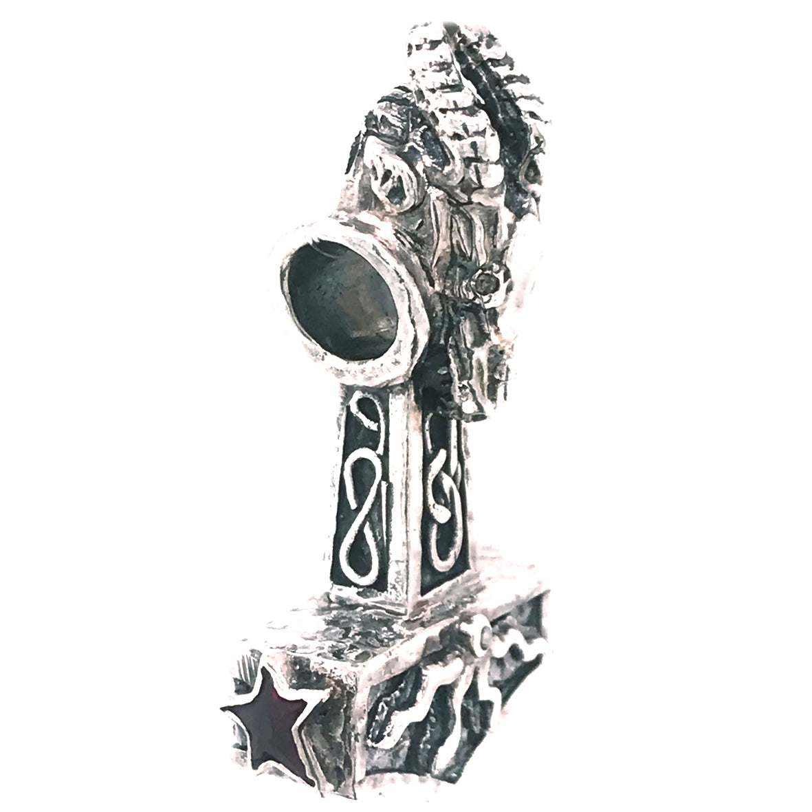 Silver Pendant THORS HAMMER and Dragon Head