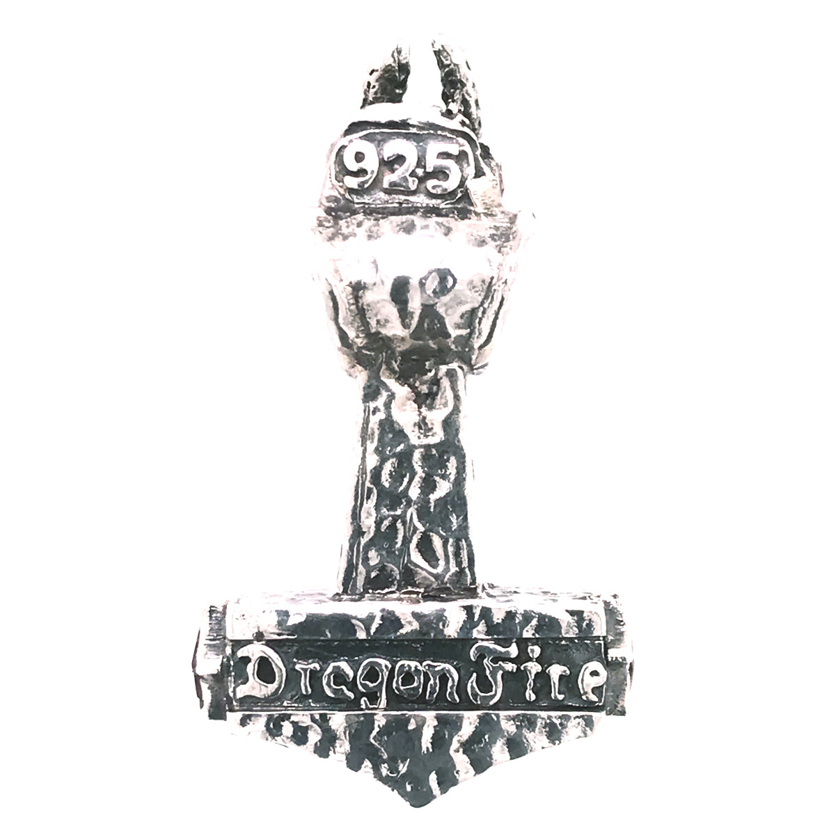 Silver Pendant THORS HAMMER and Dragon Head