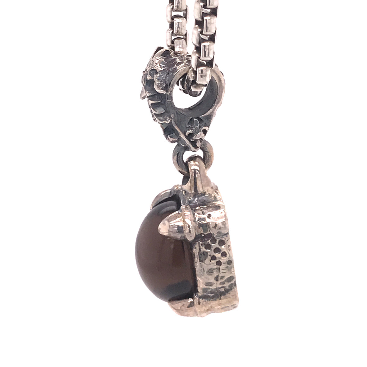 Silver Pendant Hammered DRAGON CLAW Oval