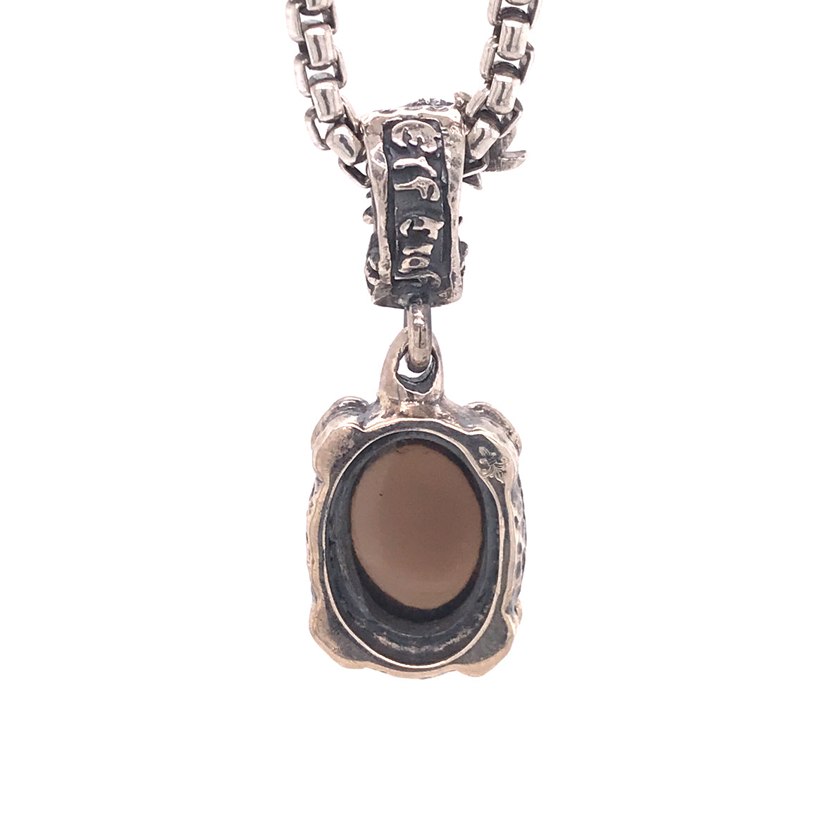 Silver Pendant Hammered DRAGON CLAW Oval