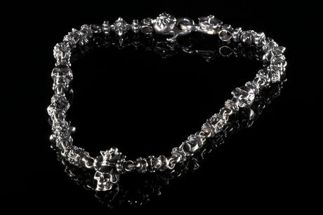 Silver Fetish Chain with CROWNED SKULL