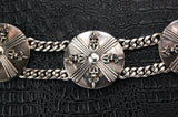 Silver Round Conchas Belt with Chains and LILY STARS