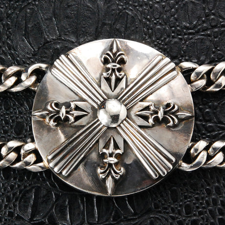 Silver Round Conchas Belt with Chains and LILY STARS