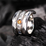 Silver Ring Spiral SUN and PLANETS with Citrin SUN