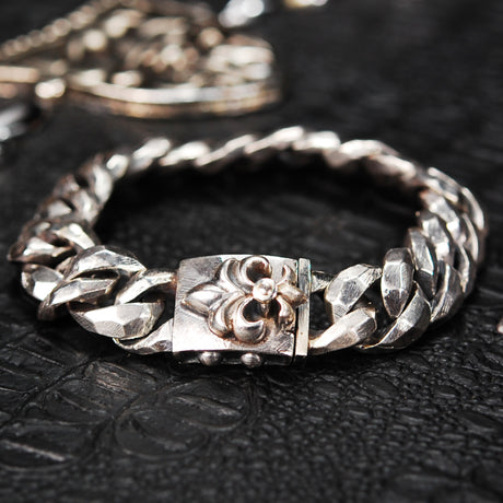 Silver Bracelet LILY with Meteorite on Chain S Rough Faceted